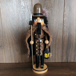 Vintage Brown Black Soldier Wooden Nutcracker Christmas Seasonal Decor S36